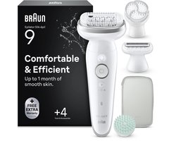 Braun Silk·épil 9 SkinSpa 9-080 - Wet & Dry Epilator - Langdurig Gladde Huid - Flexibele Kop - Exfoliatieborstel, Massagepad, Ladyshave Scheerkop en Trimmerkam