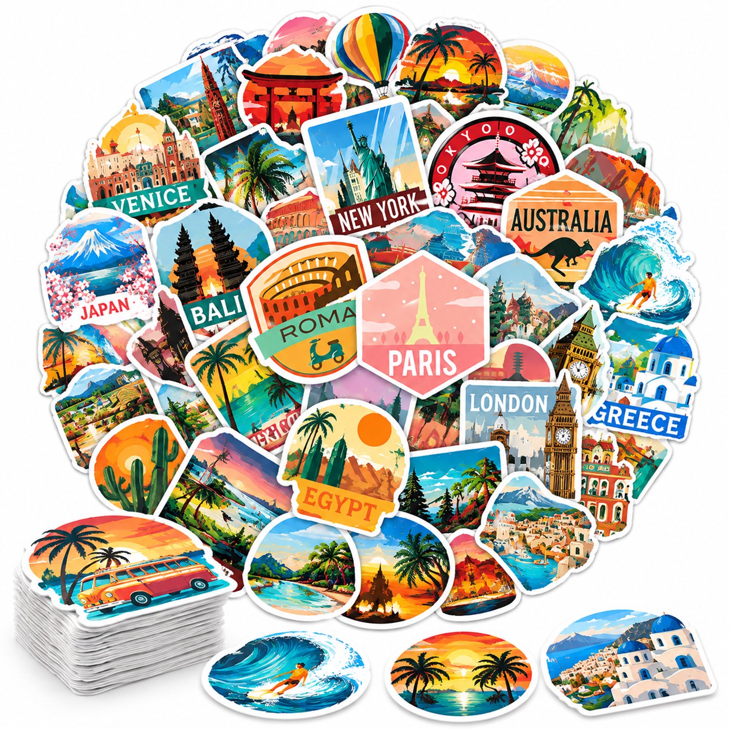 Ulanax – Landen & Steden Stickers – Reisstickers – Vakantie – 50 Stuks