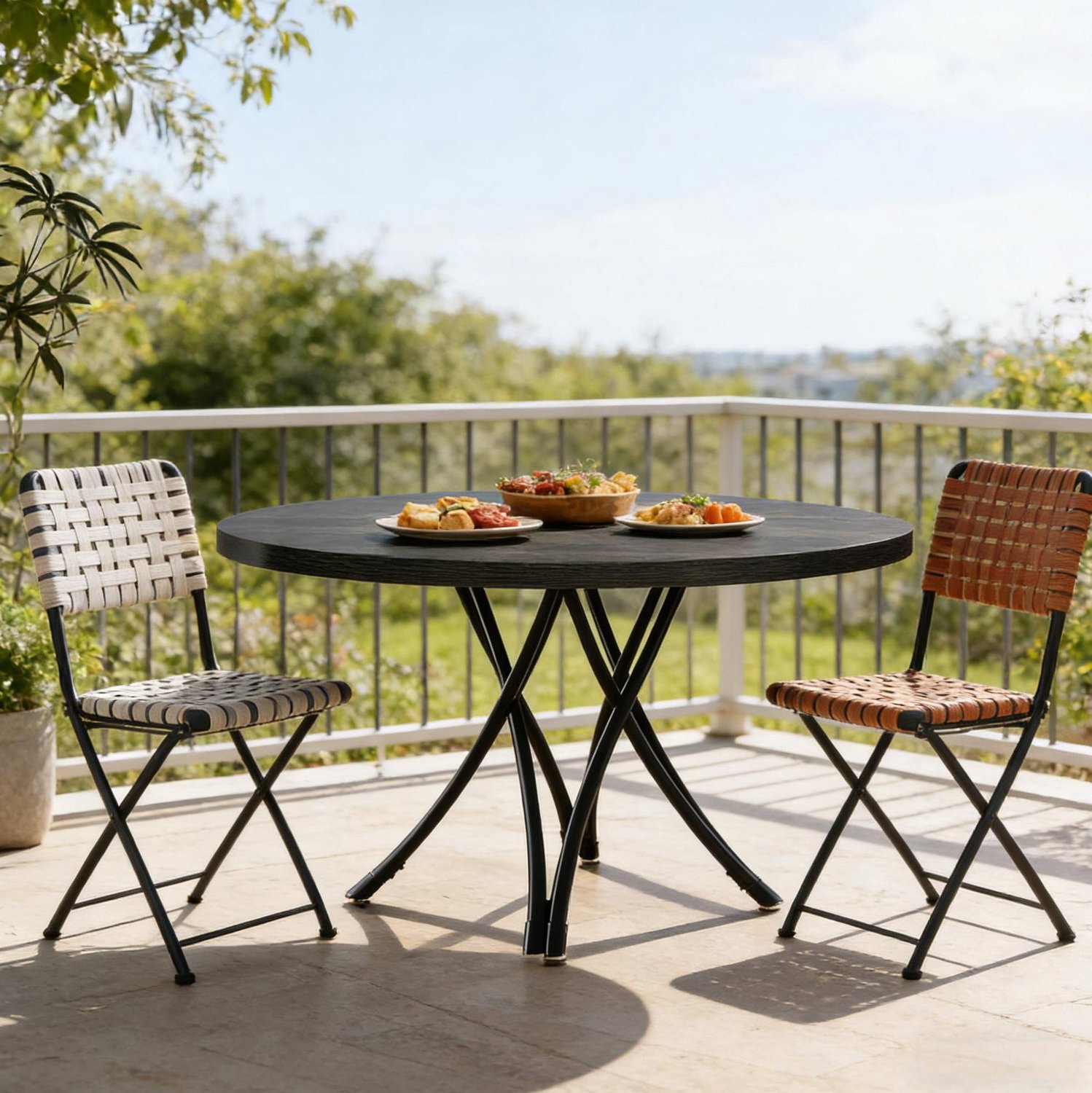 CHICFURN Eettafel - 4-6 personen - Rond - Kruispoot - Zwart