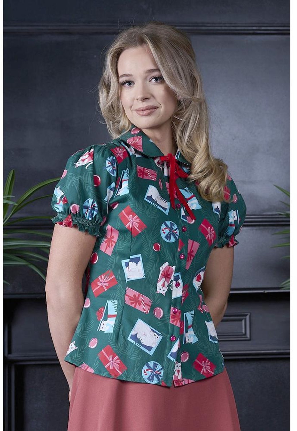 Banned - Lilly Under The Tree Blouse - M - Groen