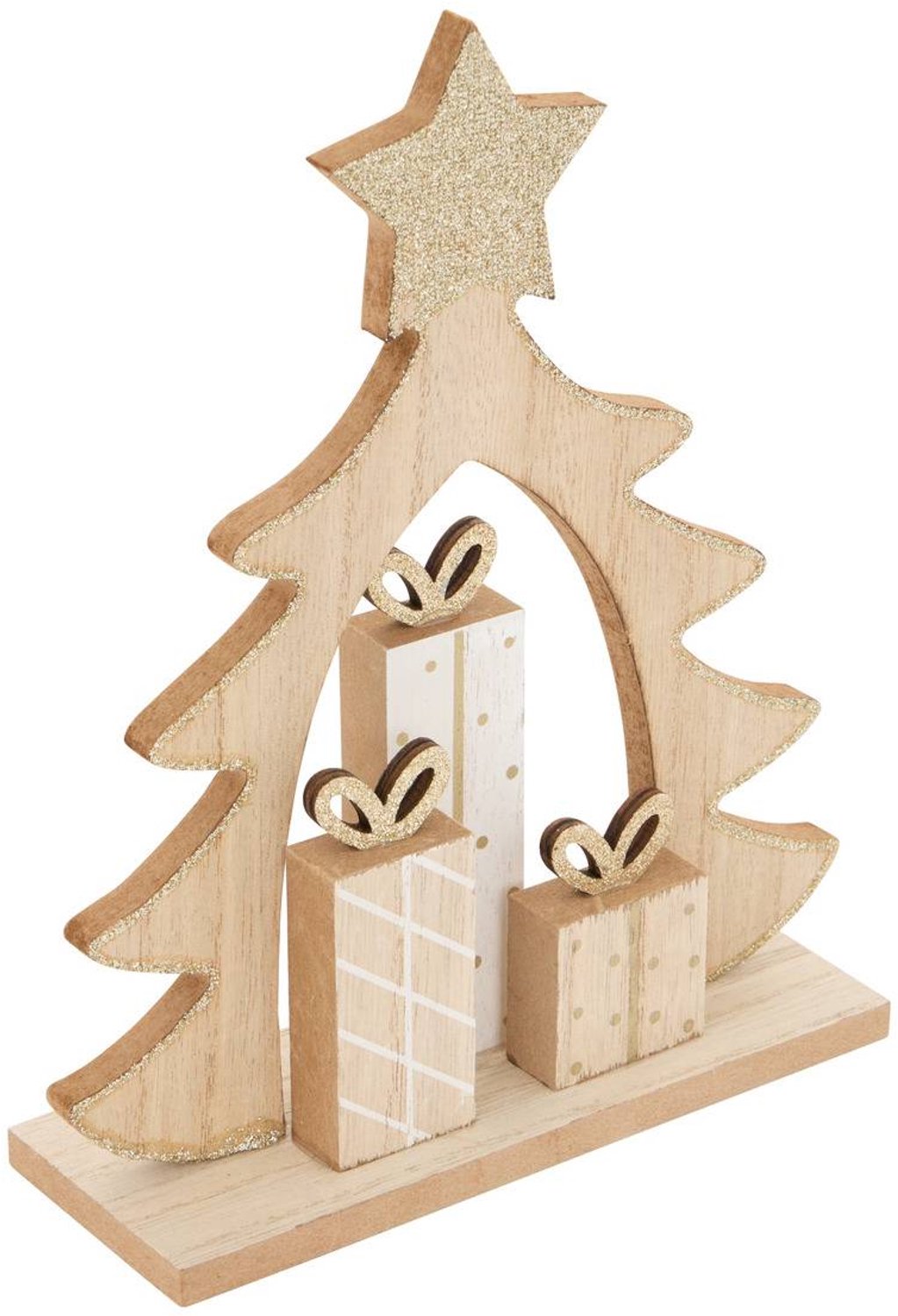 Ornement de Noël sapin en bois naturel 17 x 6 x 21 cm