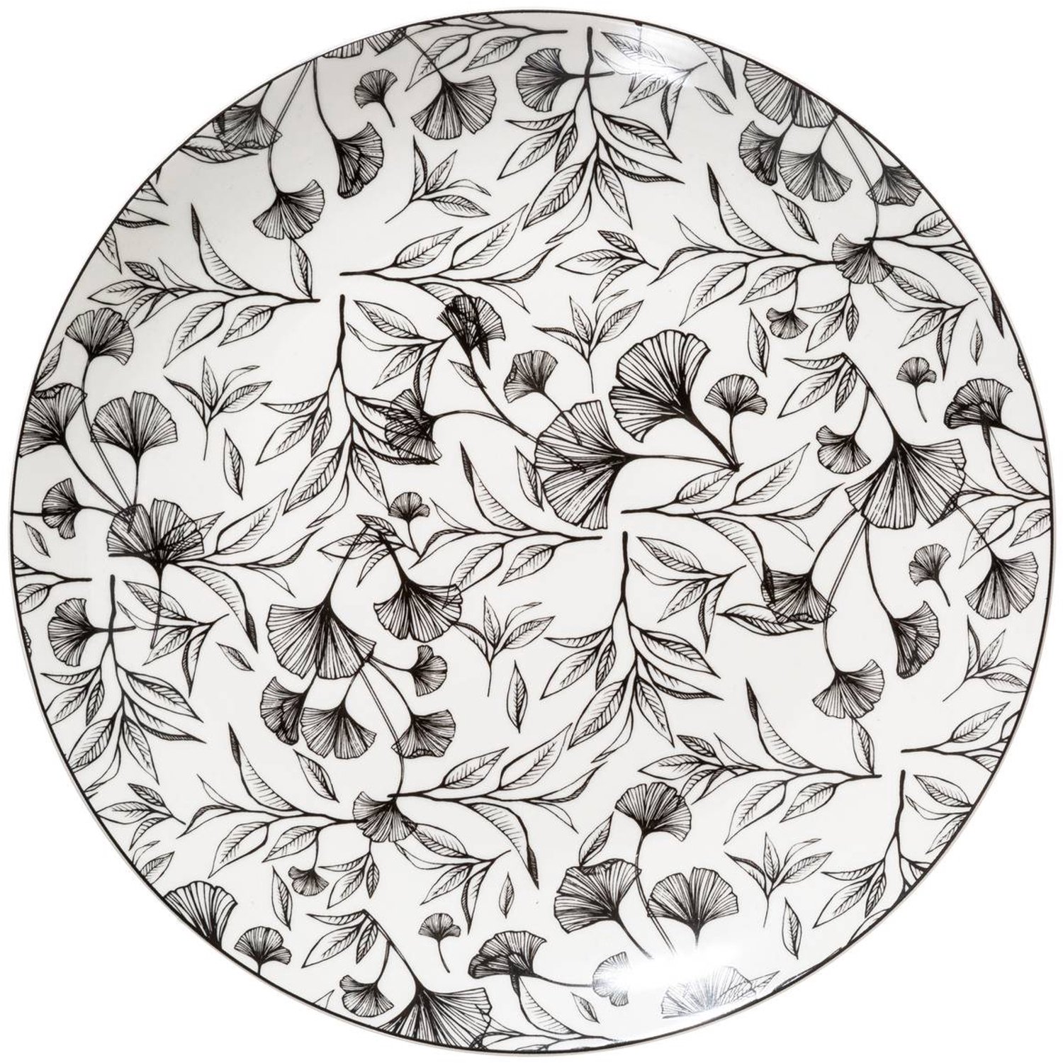 Lot de 6 assiettes plates "Black Floral" D27cm