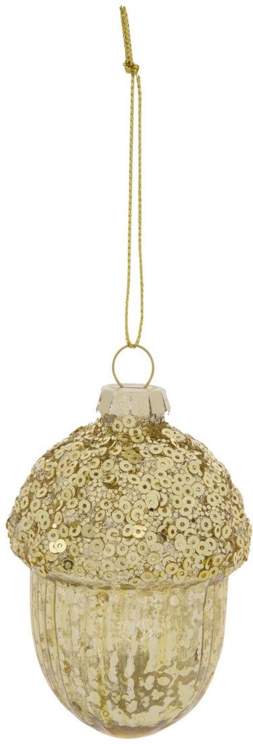 Feeric lights & Christmas Gouden glazen hanger in de vorm van een eikel, 8 cm Dore