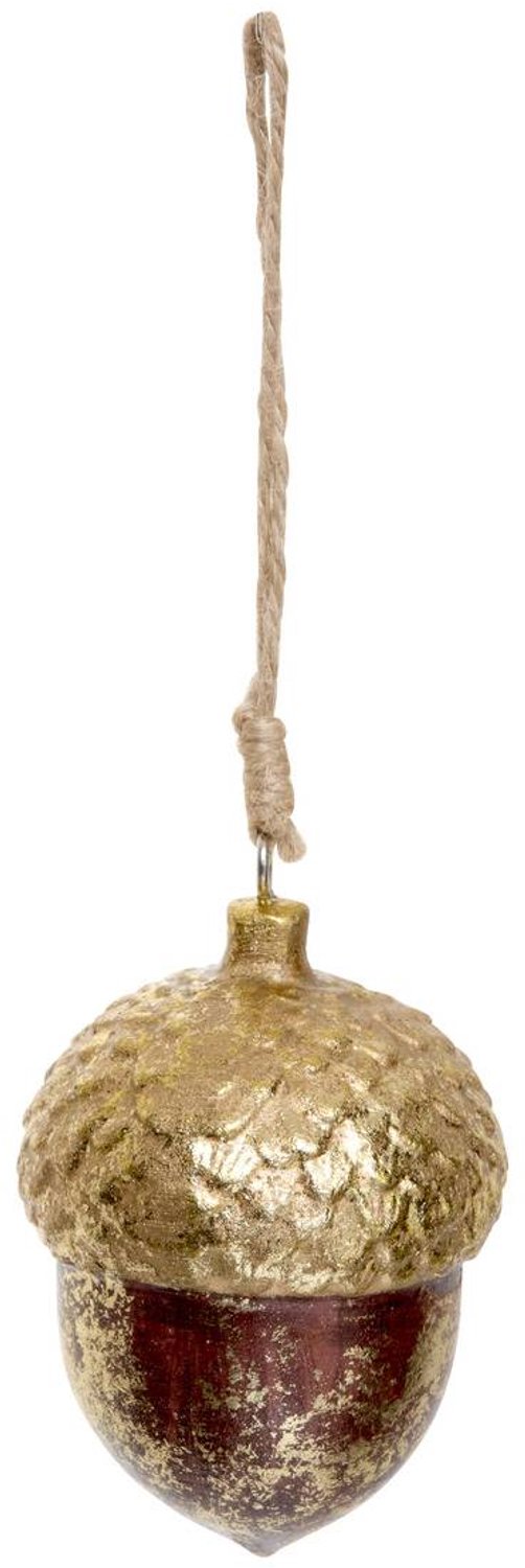 Atmosphera Créateur d'intérieur® Hangende versiering van een eikel, van hout, goud en brons, 8 cm Bronze