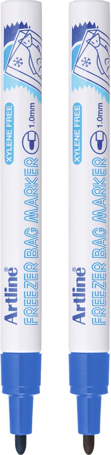 Artline Freezer Markers - Set van 2 markers - Voor diepvrieszakken en voedselverpakkingen - Blauw