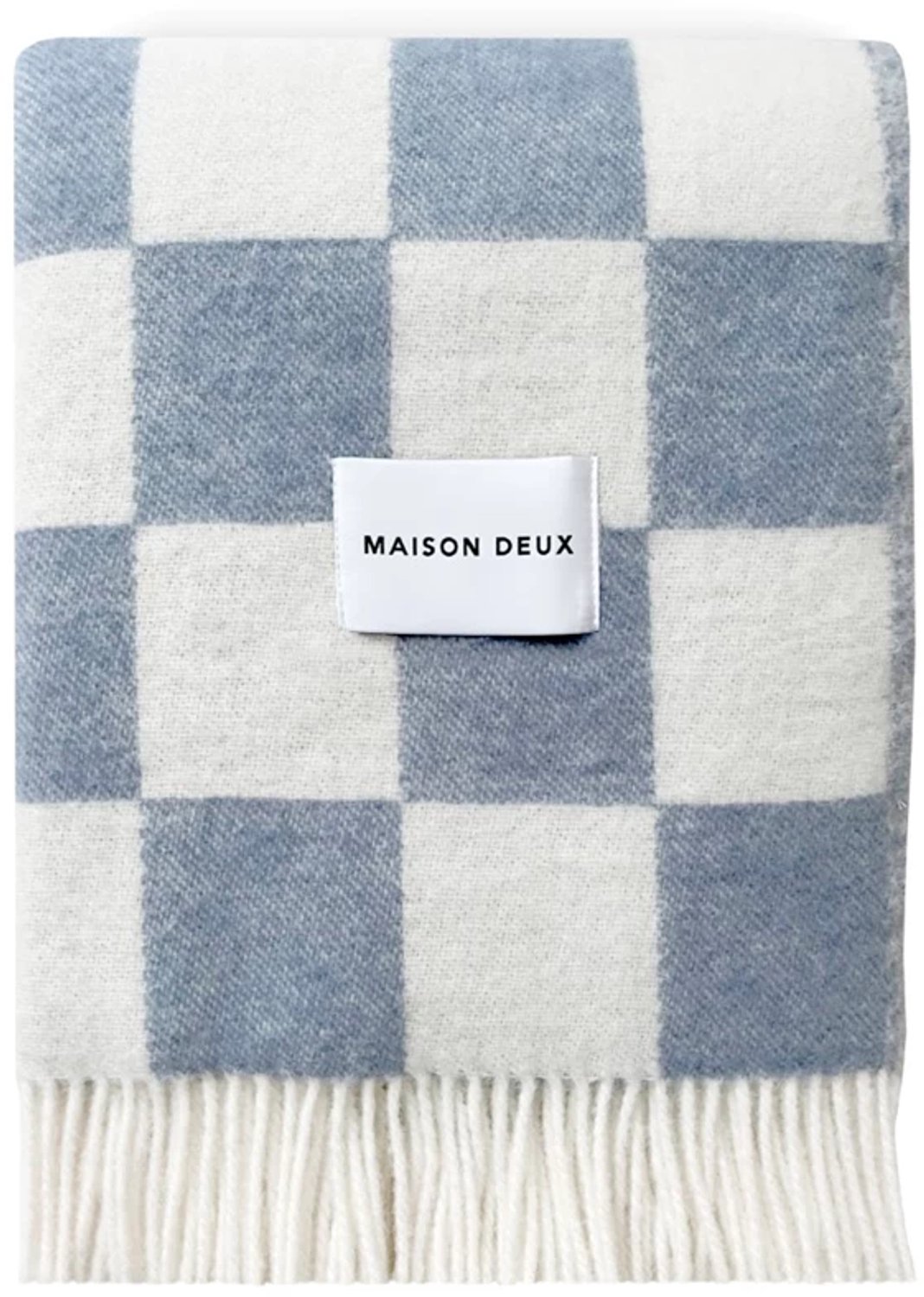 Maison Deux Checkerboard plaid 130x200cm denim / wit