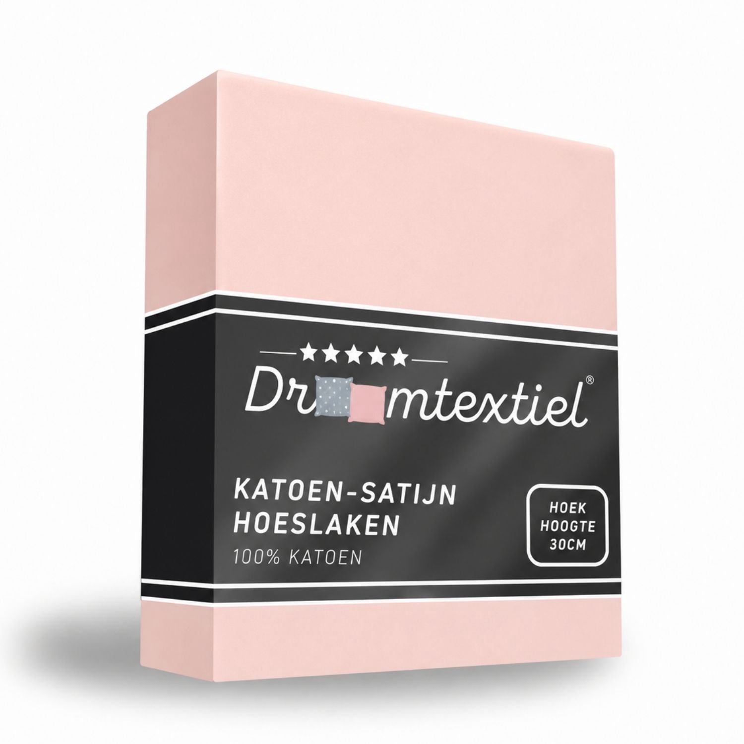 Droomtextiel Hoeslaken Katoen-Satijn - Roze - 180x220 cm - Hoogwaardige Kwaliteit - Super Zacht - Hoge Hoek