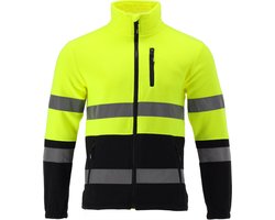 YATO ORIOLUS YT-79391 RWS High-Vis Werkjas / Snelzicht Vest - Fluorescerend Geel/Zwart - Maat XL - Met Reflectiestrips - Veiligheidsjas voor Bouw & Infra