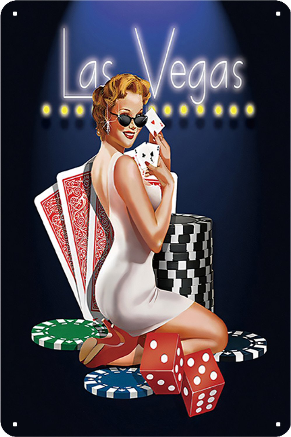 Las Vegas Poker Metalen Wandbord 30x20cm – Poker Casino Tekstbord – Vintage Retro Wanddecoratie – Mancave Bar Decoratie