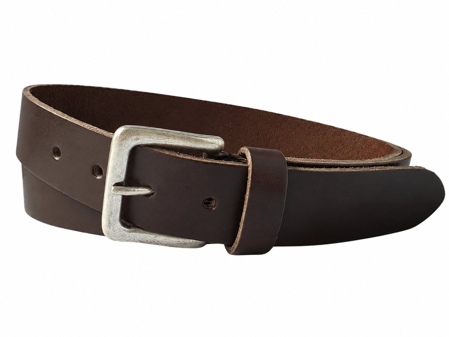 Donkerbruine Leren Riem 3,5 cm Breed – Buffelleer – Dames & Heren Riem - Riemmaat: 115cm (totale lengte 130cm) - Broek Riem - Pantalon Riem