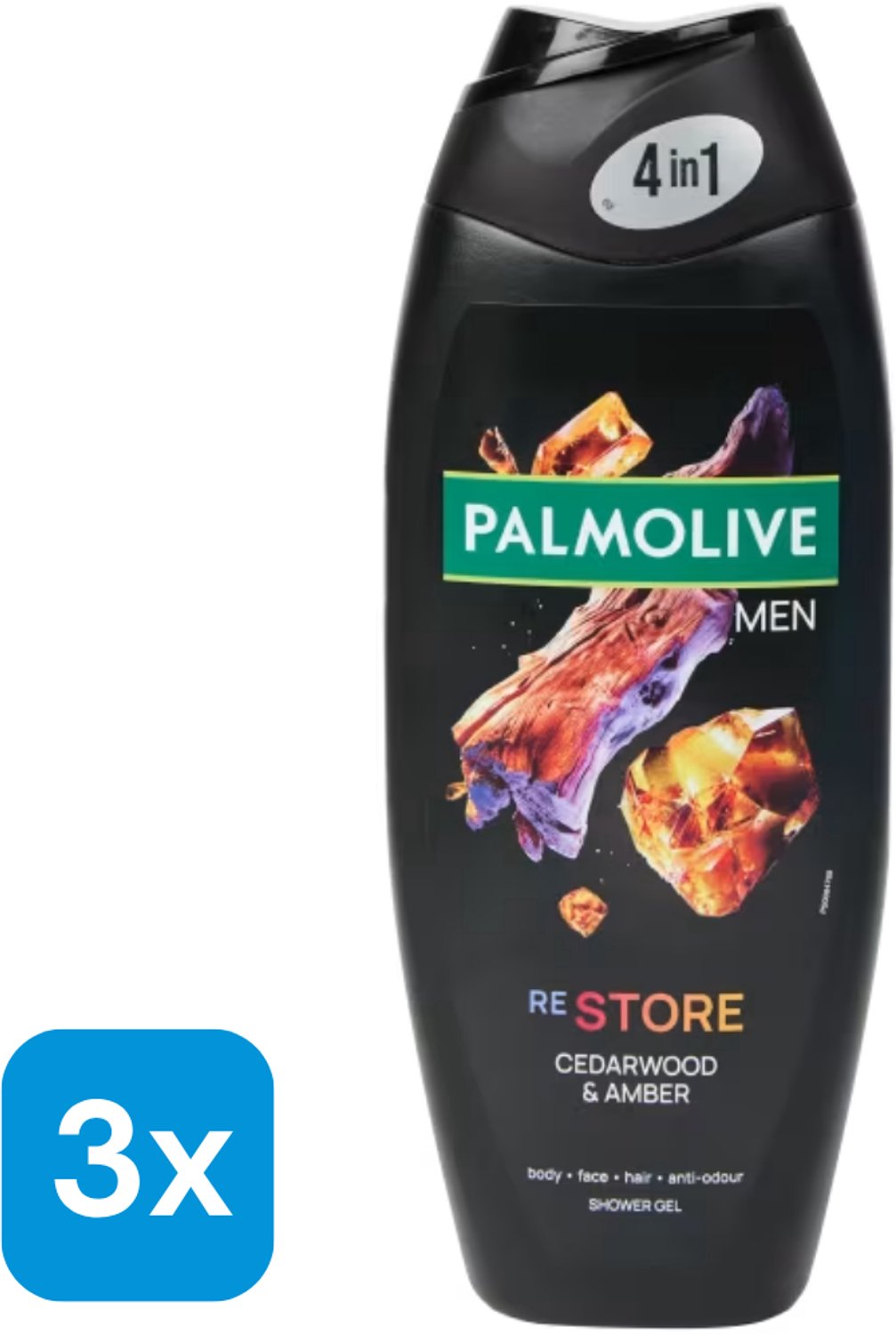3x Palmolive Men Intense douchegel Spice Up 500 ml - Geschikt voor je lichaam, gezicht, haar én baard