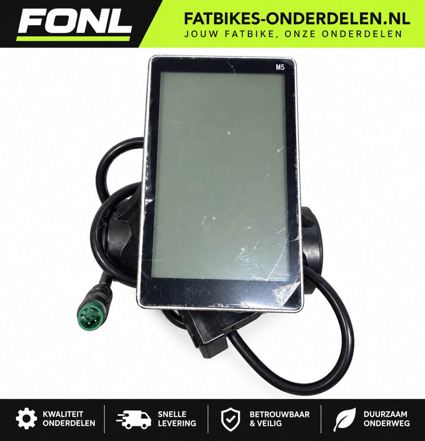 FONL Fatbike Display M5 LCD - Scherm voor Ouxi V8 en H9 - Inclusief Aansluitkabel - Dashboard Elektrische Fiets - Zwart