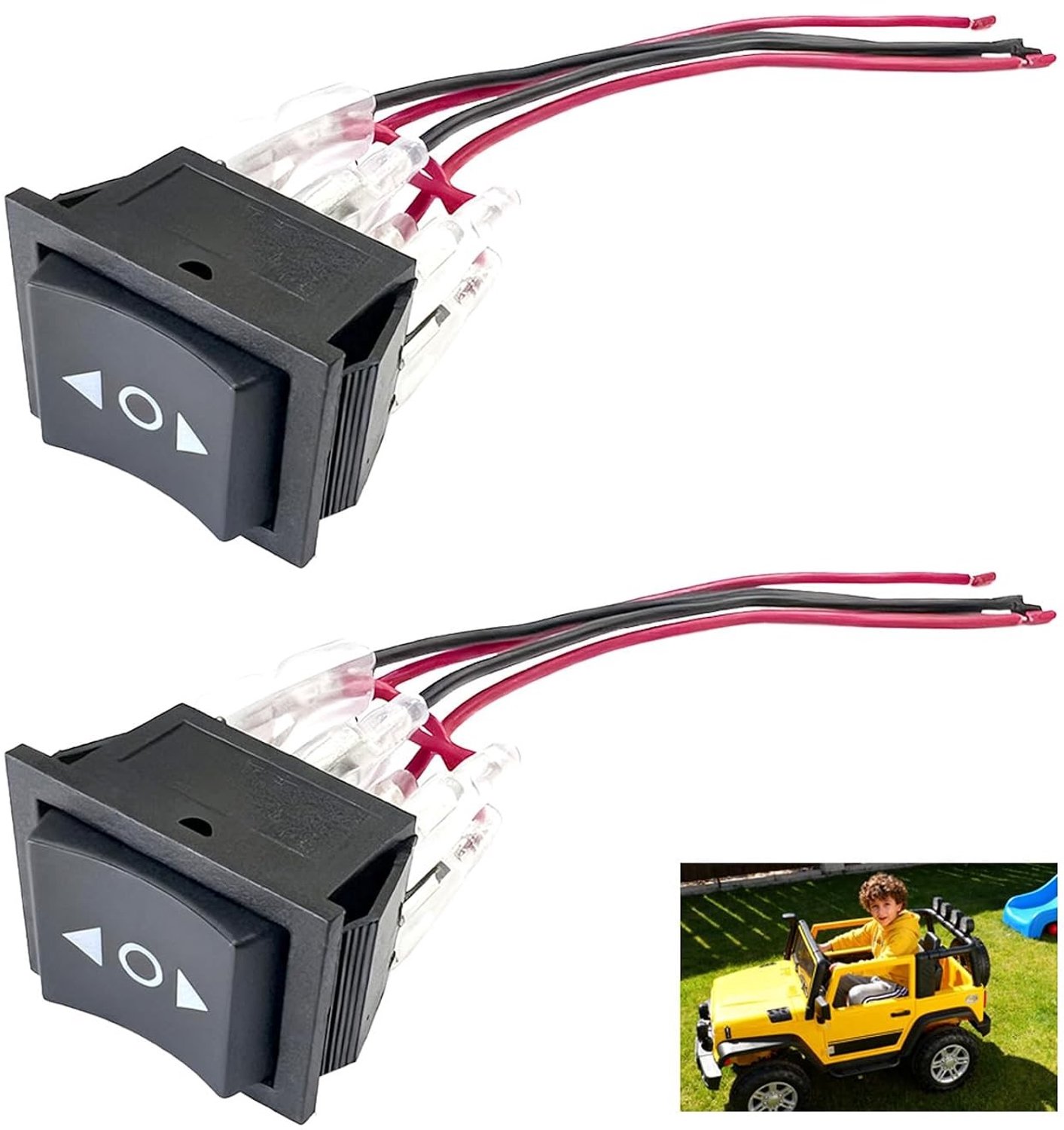 Zwart Latching Control Toggle Switch met Automatische Terugkeer, 6 Polig, 3 Posities, 10 A tot 12 V DC, Geschikt voor Bootmotoren en Elektrische Toepassingen met Kabel en Verlichting