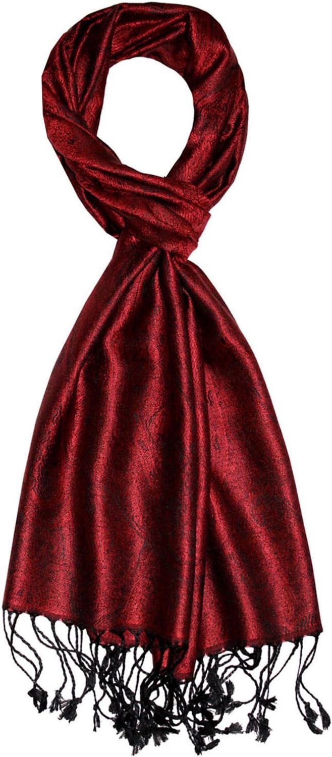 Zijden Sjaal Heren - Jacquard Geweven Paisley Patroon - 35x160cm - Donkerrood