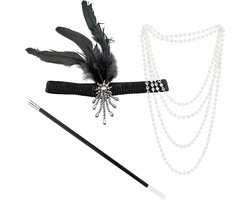 Purepeak Jaren 20 Accessoires Set 3-Delig - Roaring Twenties Accessoires - Dames - Volwassenen - Heren - Charleston