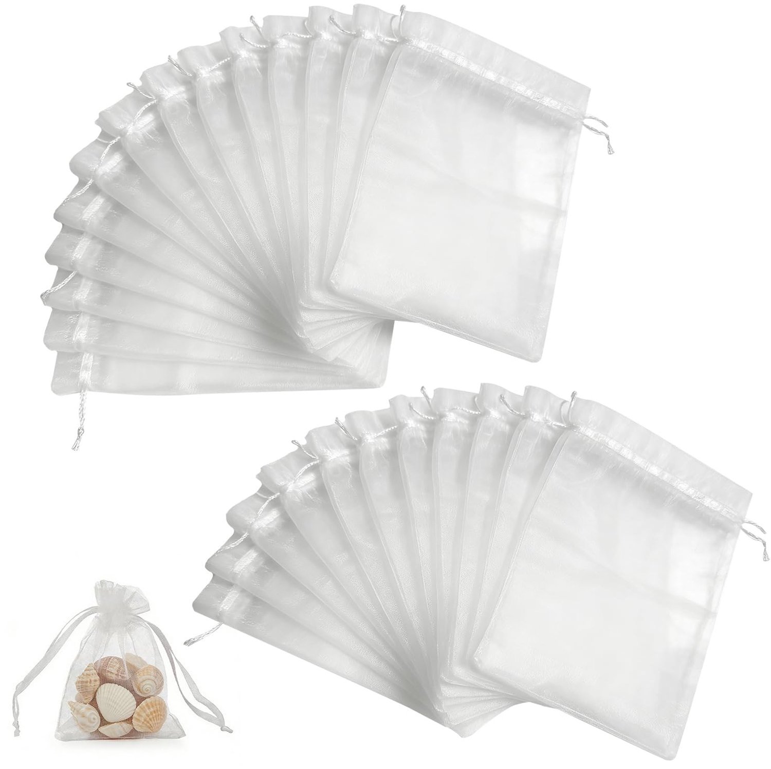 Set van 25 Organzazakjes voor Cadeaus en Bruiloften