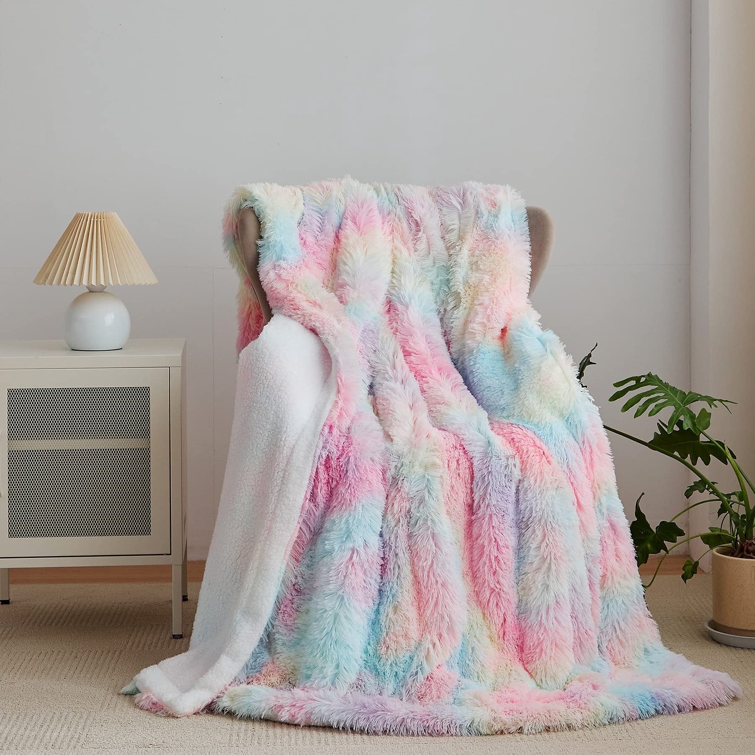 Fluffy Regenboog Deken 130 x 160 cm