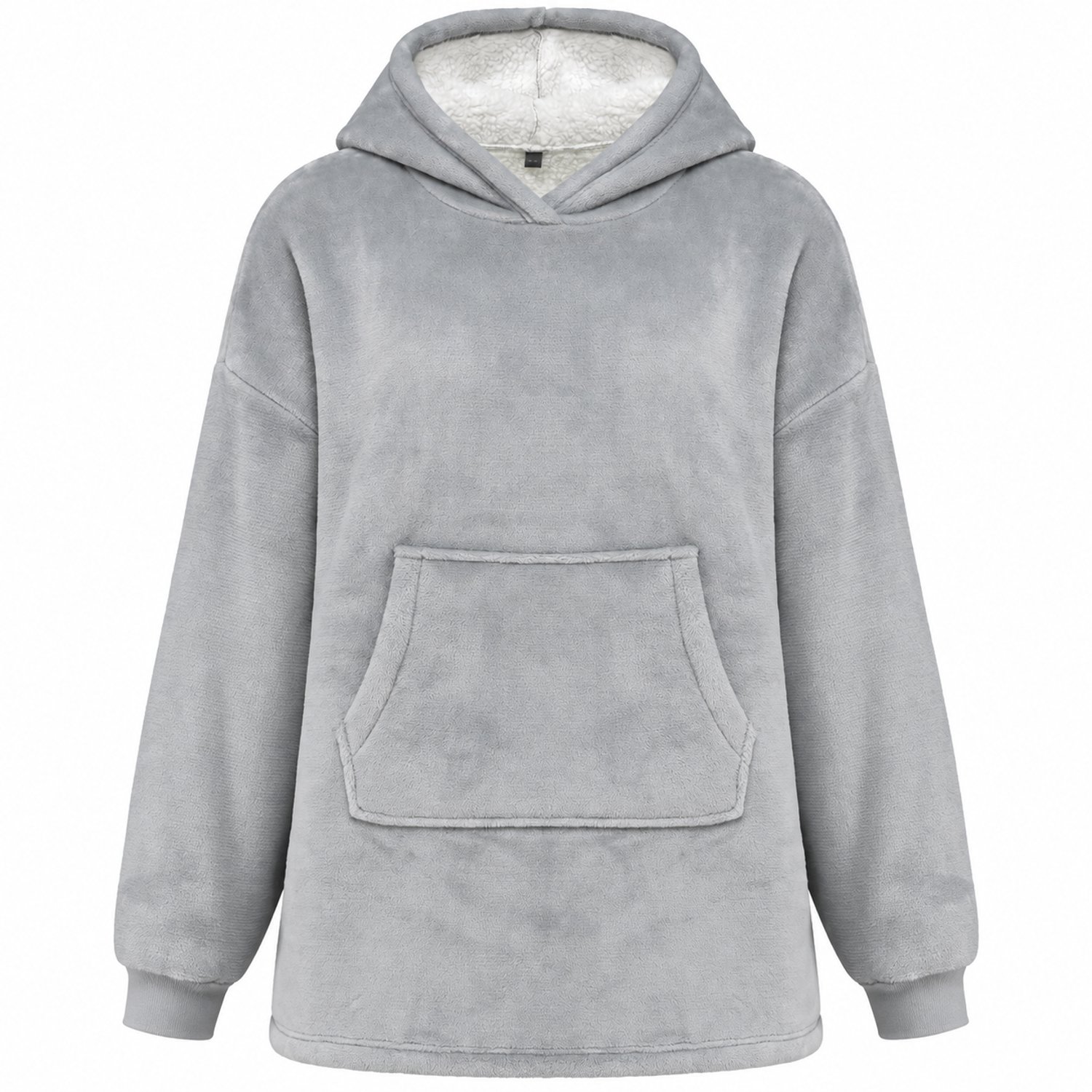 Oversized Hoodie Dames en Heren – Sherpa Voering – Ribfluweel – Warme Trui met Capuchon Grijs
