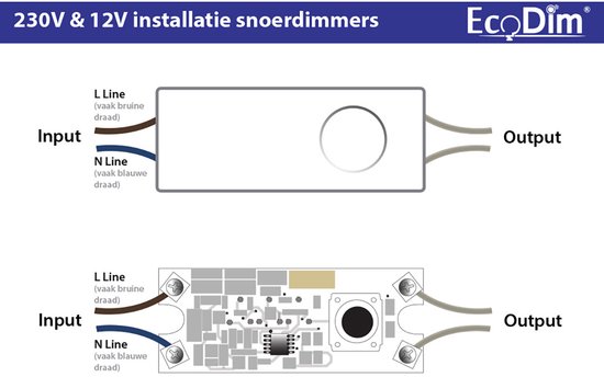 EcoDim - LED Snoerdimmer - ECO-DIM.08 - Fase Afsnijding RC - Enkel Knop ...