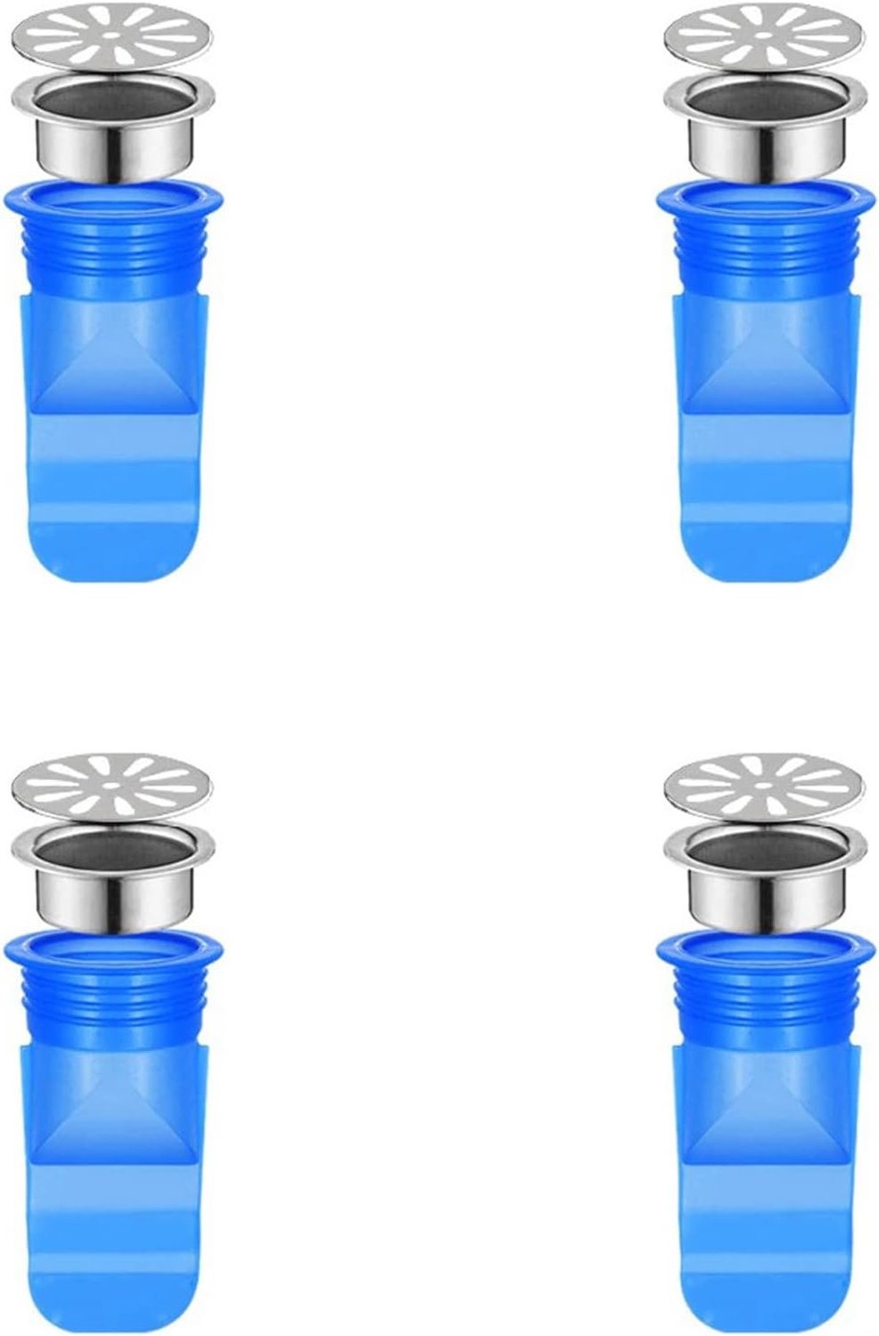Blauwe Afvoerstop Set (4 stuks) - Universeel, Geurstop & Haarfilter