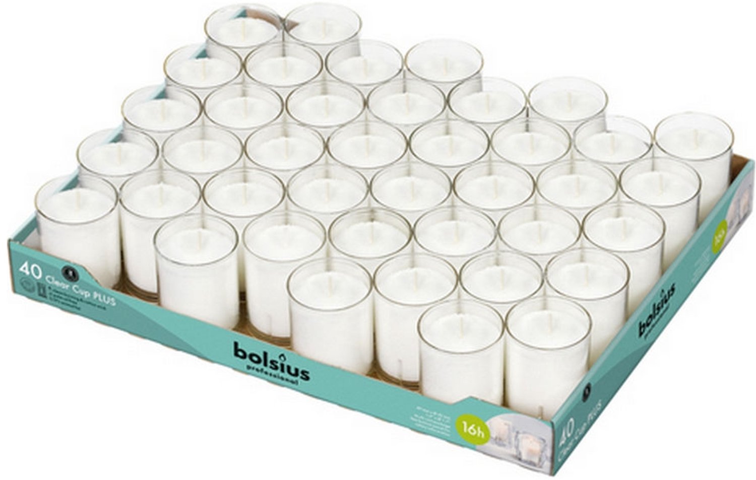 Bolsius 200 stuks Bolsius ReLight kaars in transparante houder 55/42 (16 uur)