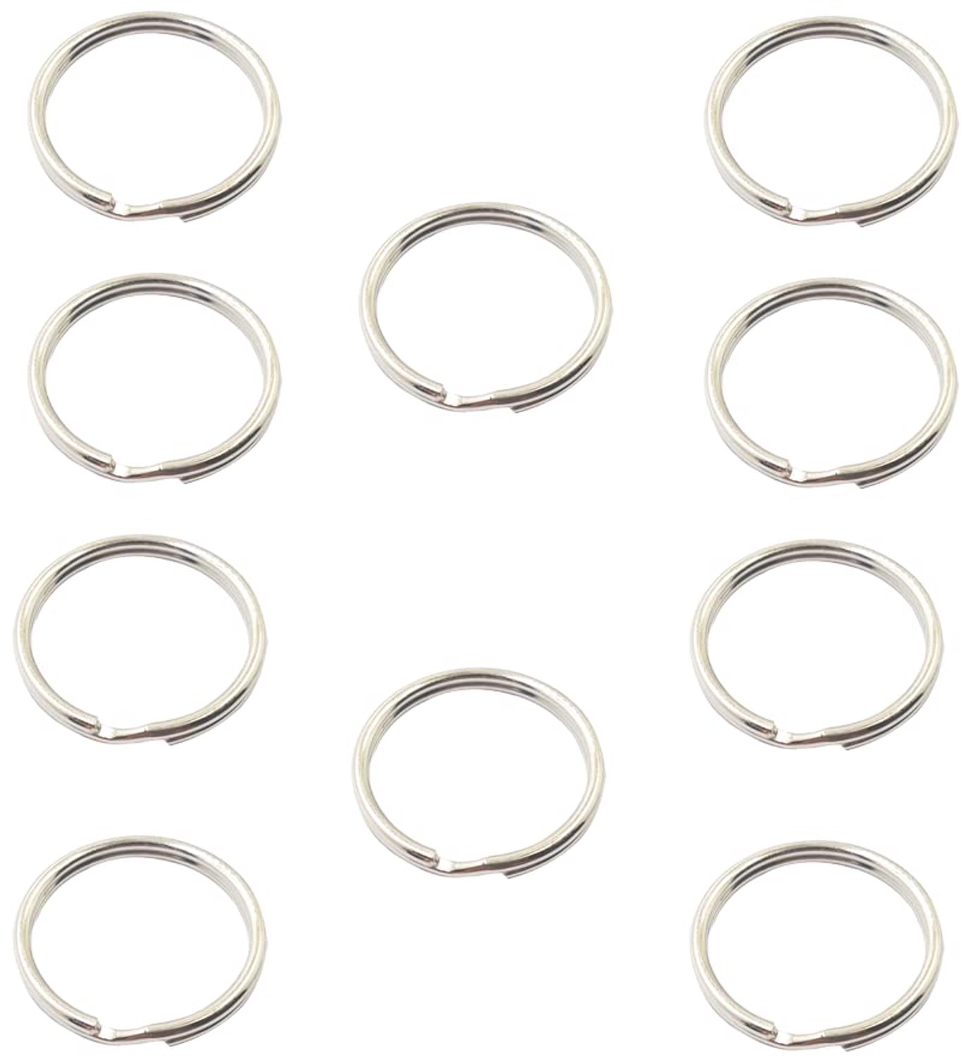 Set van 10 Sleutelhangers - Nikkel Geplateerd Staal met Ronde Hoeken
