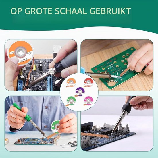 Desoldering Braid Set van 5 Stukken, Koper Soldering Wick, Ideaal voor het Verwijderen van Lood en Solderen, 0.3 cm en 3 mm Breed, Professionele Soldering Tools en Accessoires — afbeelding 4