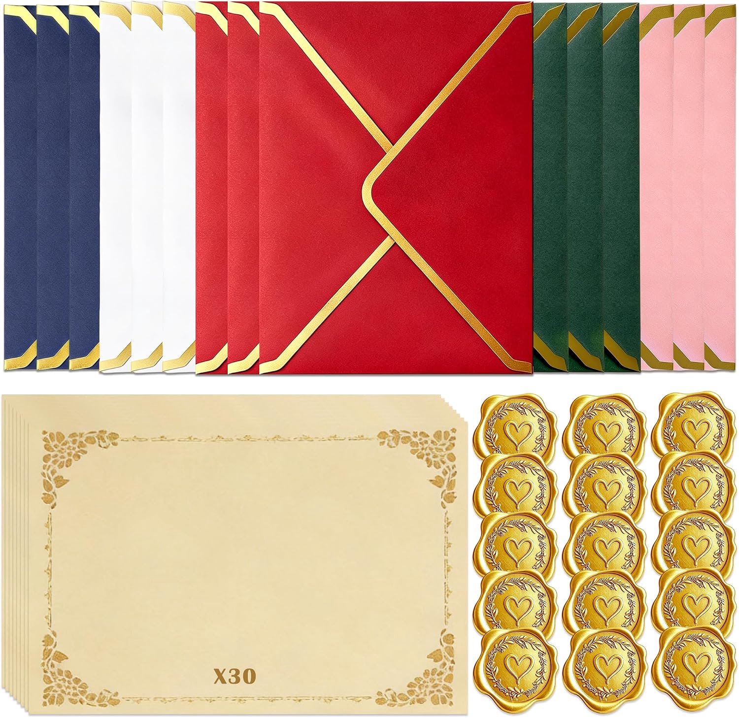 Briefpapier set 60 stuk - vintage - met envelop - voor liefdesbrieven - Vemera