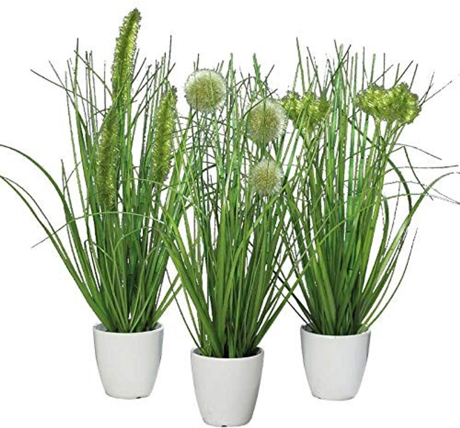 Kunstplant in Pot, Set van 3, Hoogte 36 cm, Groen