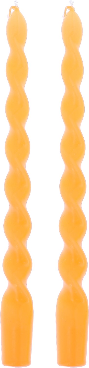 ARTYFETES - 2 gedraaide oranje dinerkaarsen 25 cm
