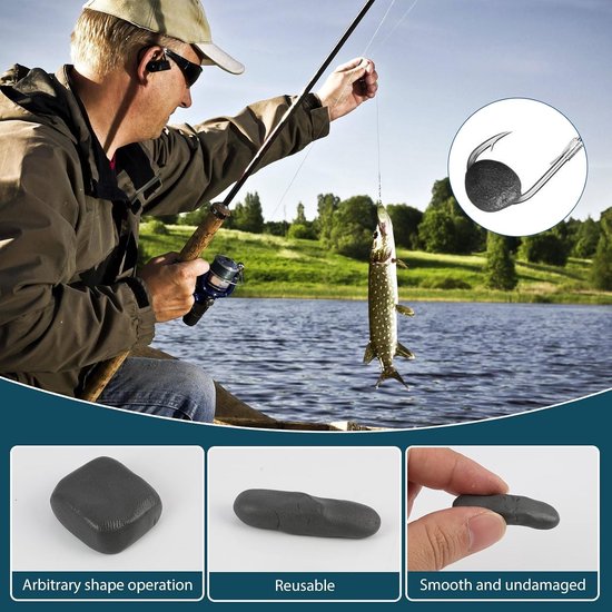 Kneedlood voor vissen, 15 g per stuk, zwart wolfraam putty, antislip en herbruikbaar, ideaal voor pop-up rigs en vissen in zoetwater en zoutwater (totaal 30 g) — afbeelding 4