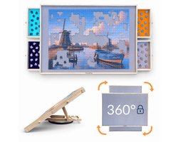 PuzzlePro Puzzeltafel met 4 Lades - 1500 stukjes - 360° Draaibaar + Lock - Verstelbaar Puzzelbord - 90x60cm - Puzzelmap
