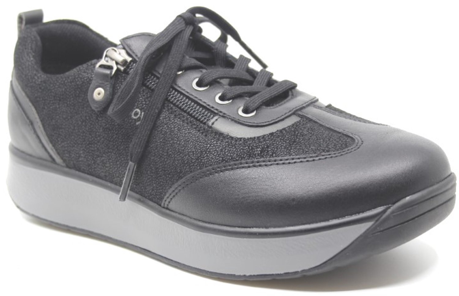 Joya, LAURA BLACK II, 904cas, Zwarte dames sneaker wijdte H met schokdempende PU zolen