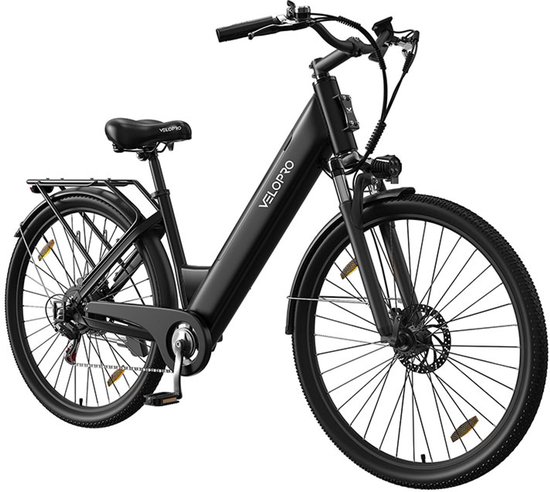 28 inch Elektrische Fiets - 250W Motor - 36V 13Ah Accu - Bereik tot 80km - Shimano 7-Snelheden - Max 25km/u - Verende Voorvork -Elektrische stadsfietsen -28 Inch E-bike - Zwart — afbeelding 2
