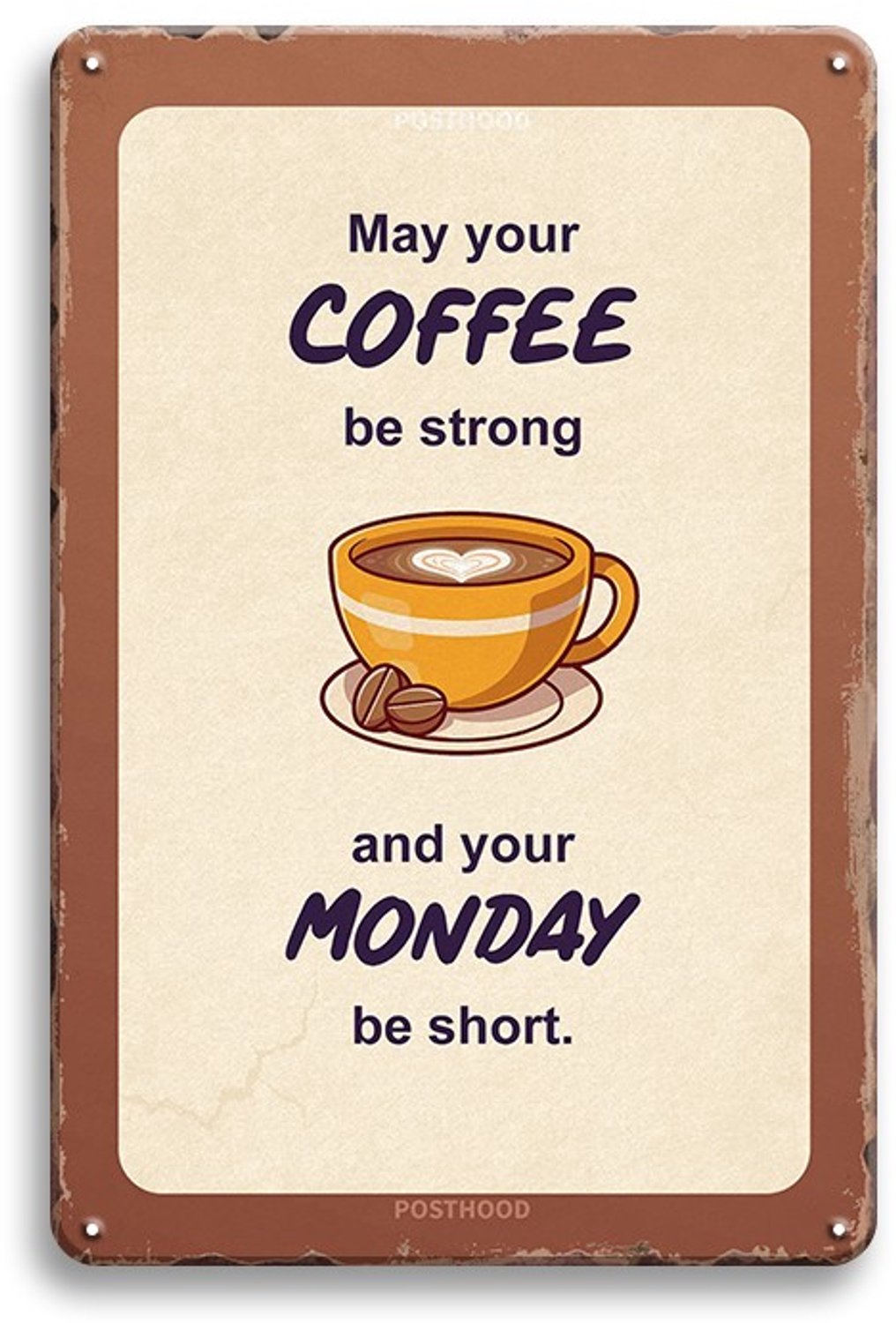 May Your Coffee Be Strong Wandbord 30x20cm – Koffie Tekstbord – Vintage Retro Wanddecoratie – Keuken Koffiehoek Café Kantoor