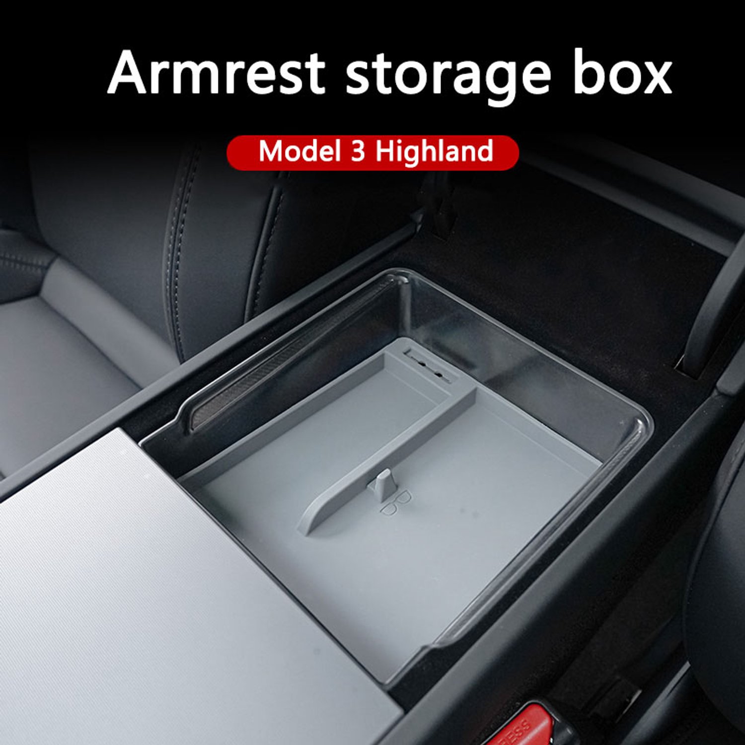 Wieport armleuning opslag - Geschikt voor Model 3 Highland (2024+)