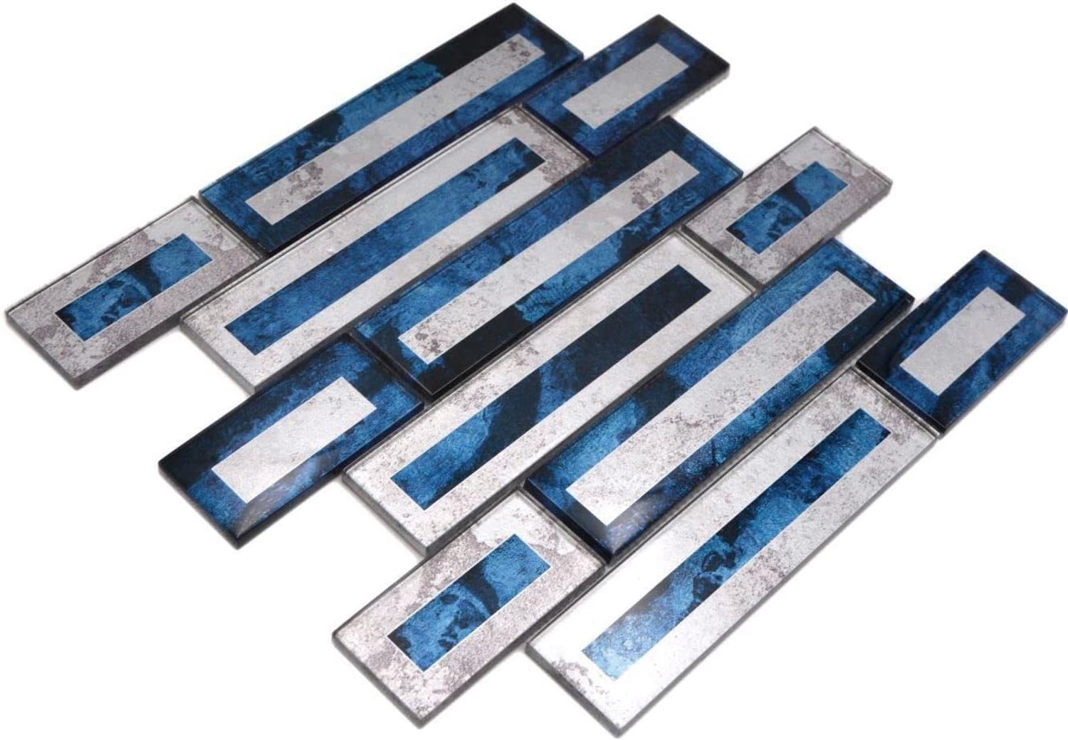 Mozaïek Blauw Glas Glanzend Rechthoek 30x30cm Keuken Badkamer Wand