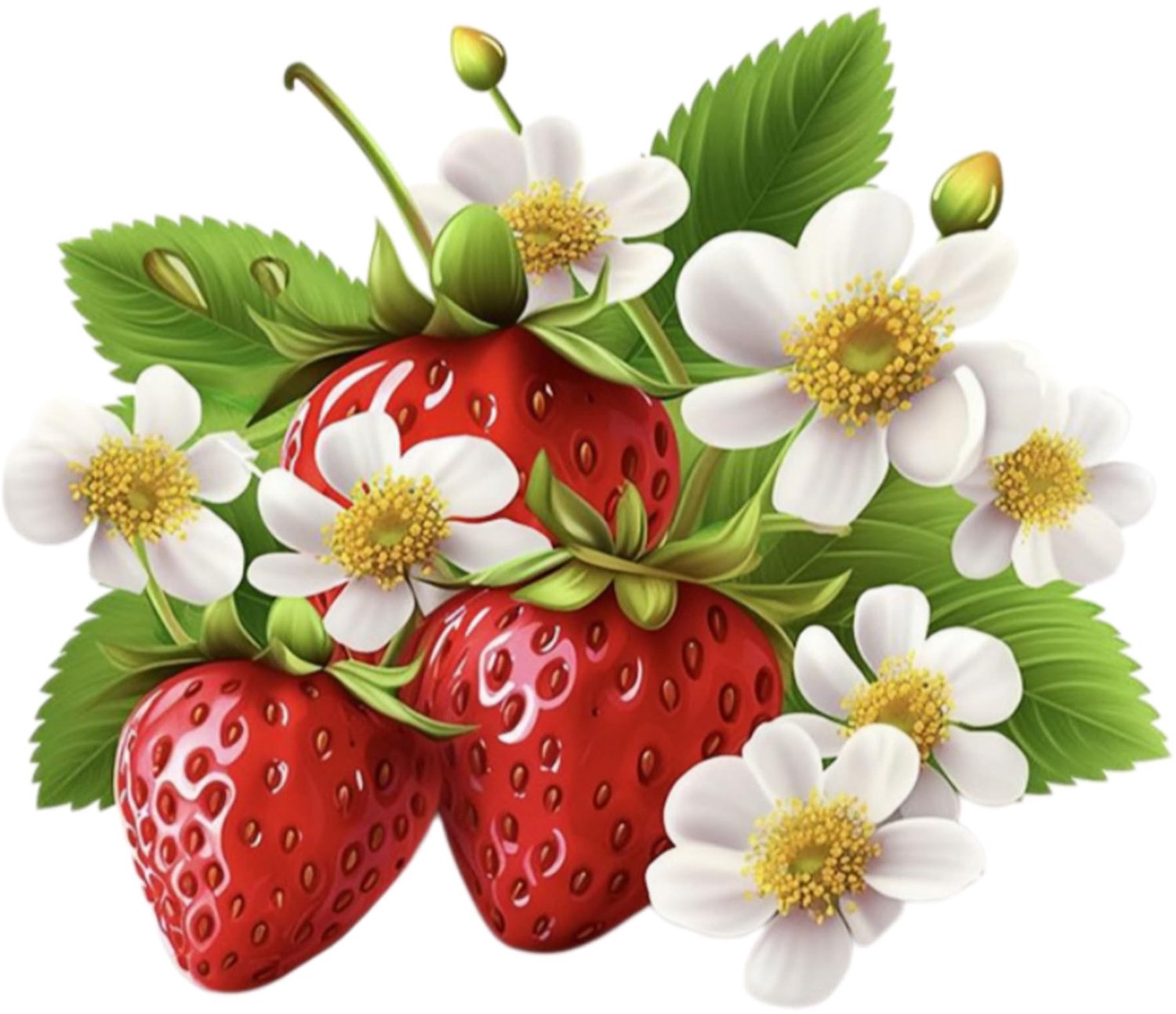 Aardbeibloem Vinyl Sticker Set van 2
