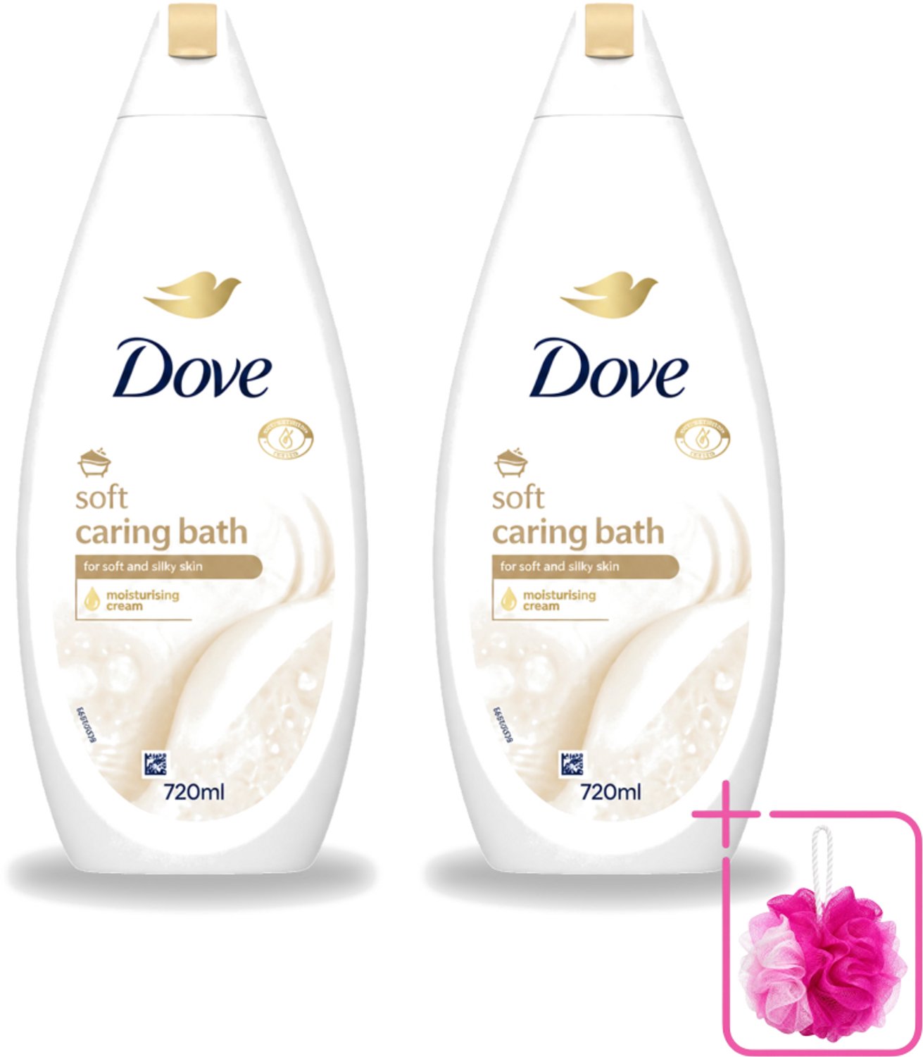 2 x Dove – Badcrème – Soft – 720 ml - Bulkverpakking - Douchegel - Douchemop - Zachte reiniging