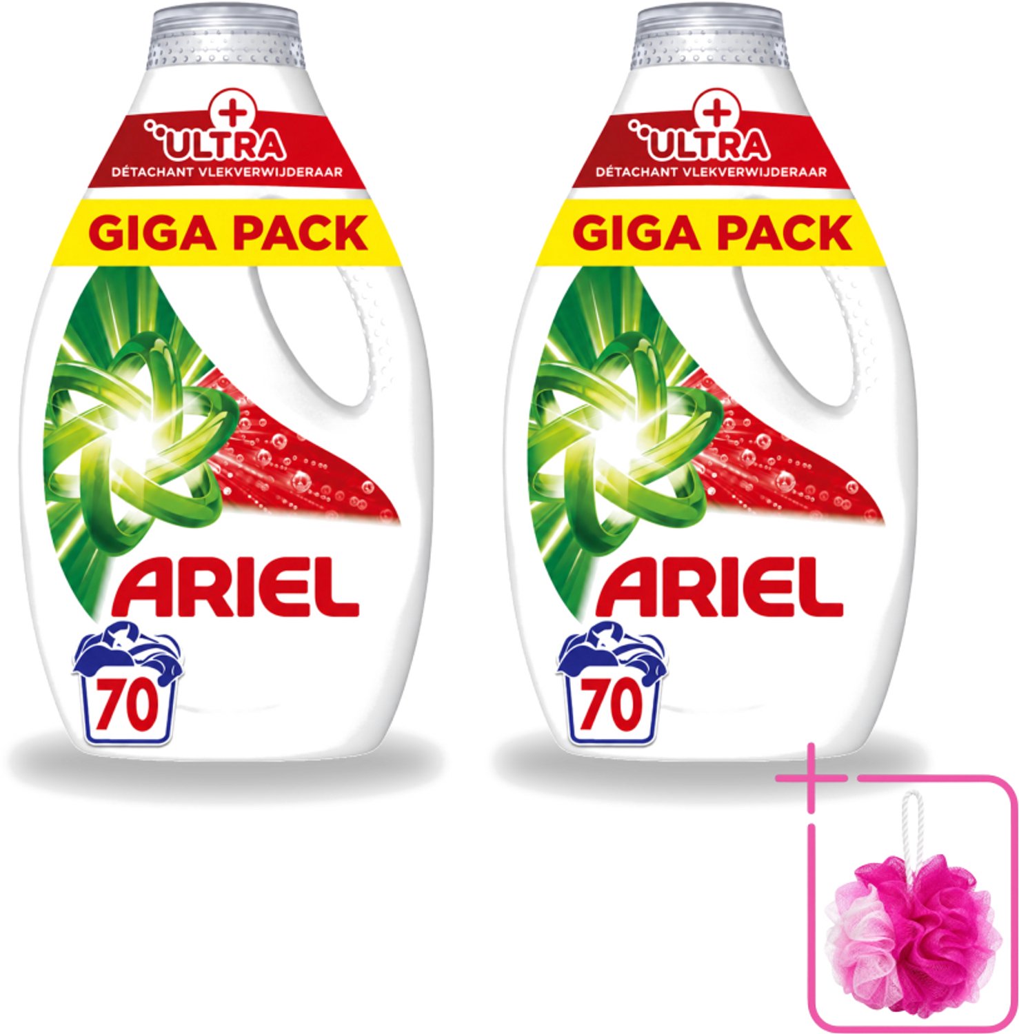 2 x Ariel – Vloeibaar Wasmiddel – Ultra Vlekverwijderaar – 3150 ml – 70 wasbeurten - Bulkverpakking - Vlekverwijderaar - Douchemop - Wasmiddel