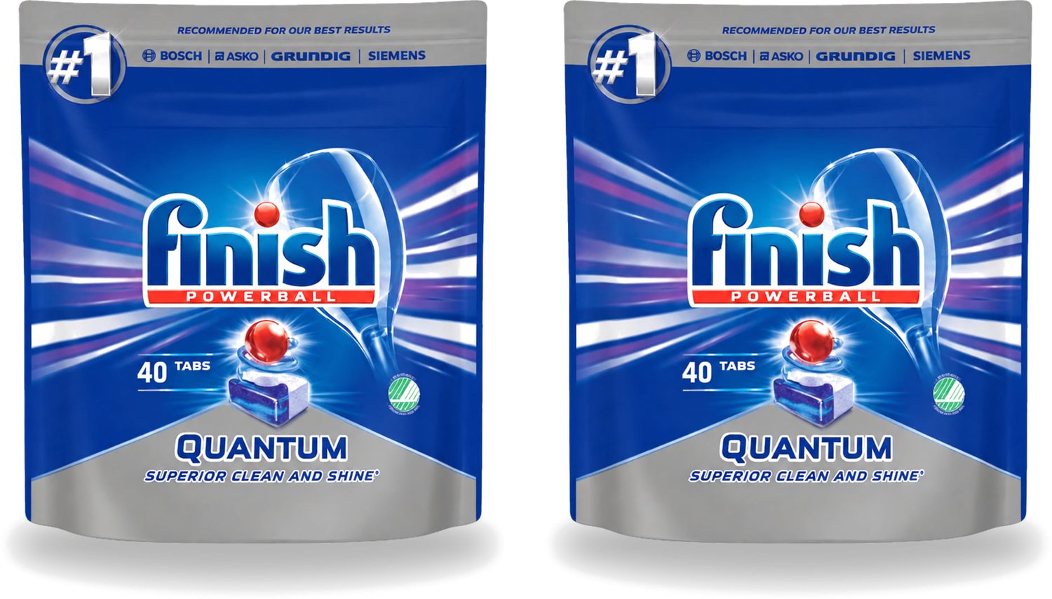 2 x Finish – Vaatwastabletten – Quantum Regular – 40 Capsules - Voordeelverpakking - 2 stuks