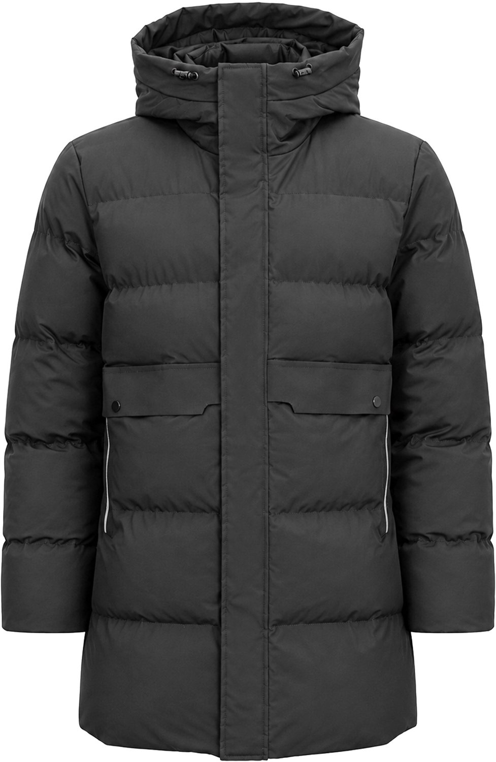 ALLTHEMEN Heren Gewatteerde Winterjas met Capuchon Winddicht Reflecterende Rits Grijs