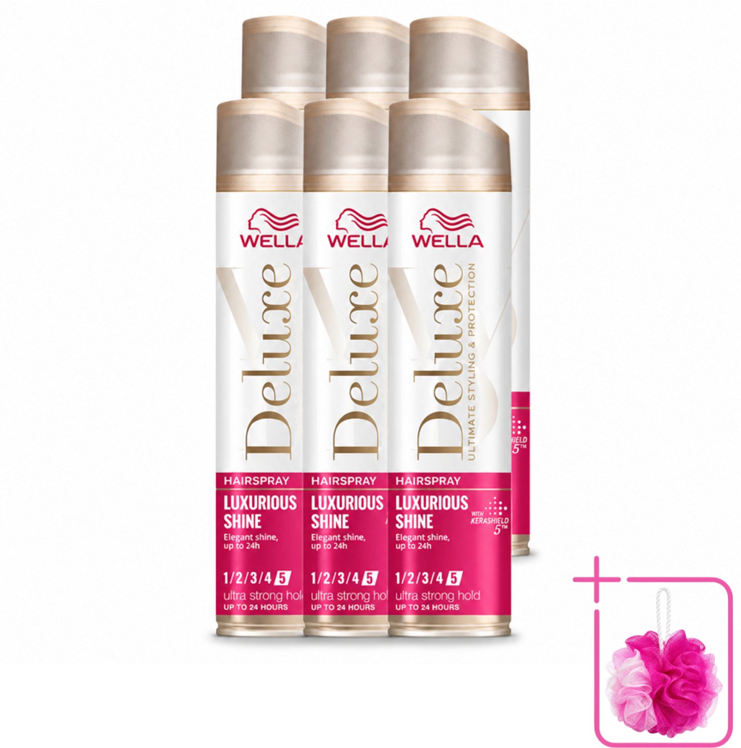 6 x Wella – Deluxe Luxurious Shine – Haarspray – 250 ml - Bulkverpakking - Haarspray - Douchemop - Glans