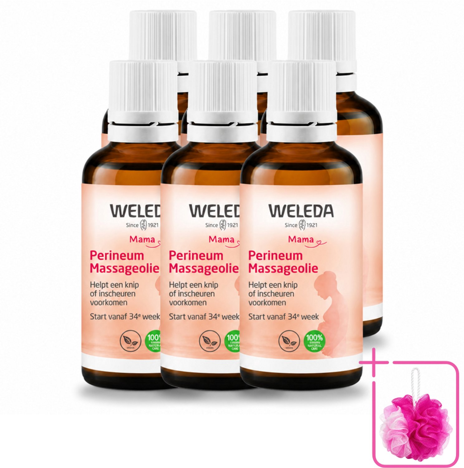 6 x WELEDA - Perineum massageolie - Mama & Baby - 50 ml - Bulkverpakking - Perineum massageolie - Douchemop - Zwangerschap