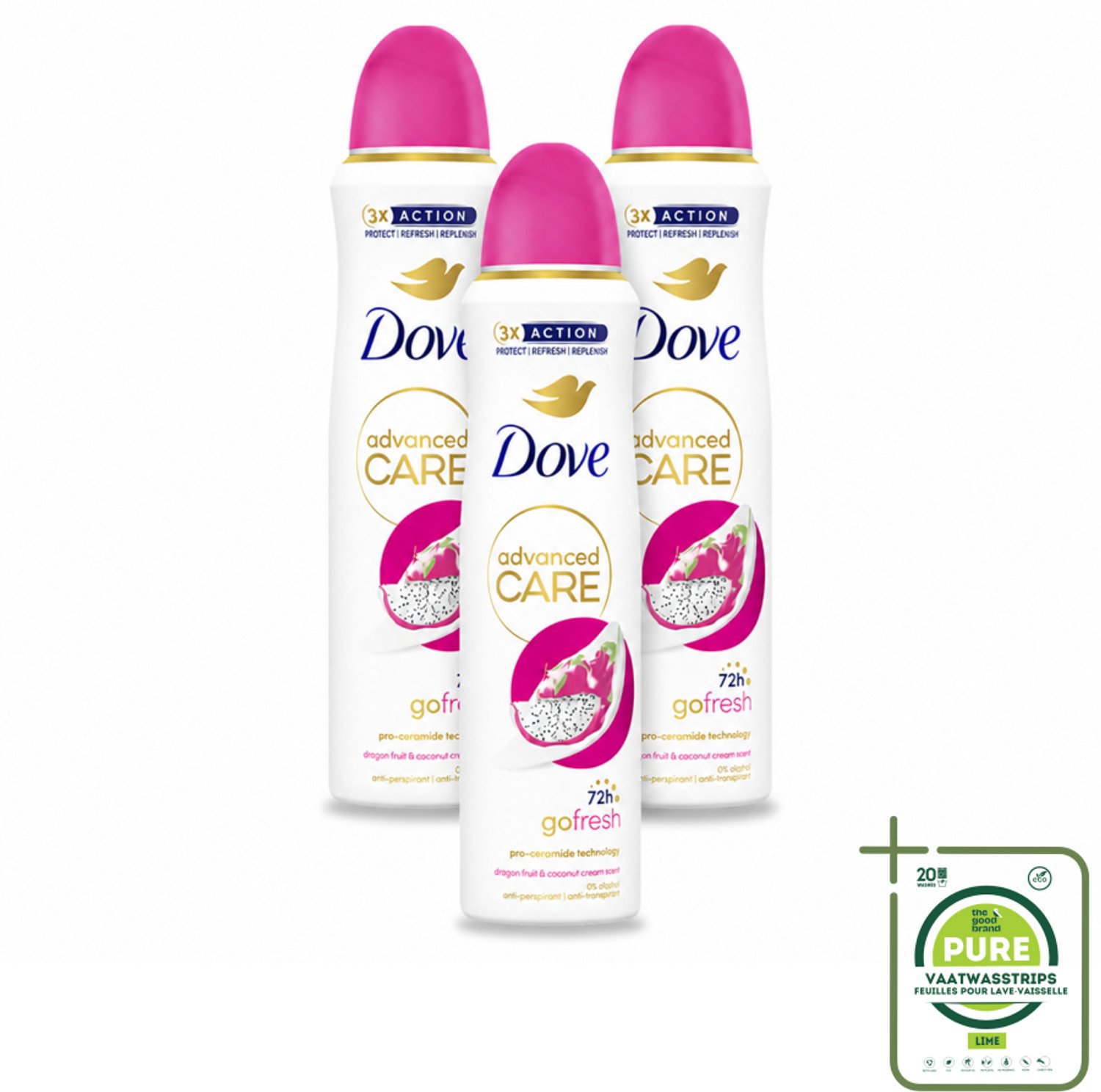 3 x Dove – Deodorant Spray – Dragon Fruit & Coconut Cream – 150 ml - Grootverpakking - Anti-transpirant Spray - Zweetvermindering - Geur Van Dragon Fruit - Kokosnootcrème - Huidverzorging