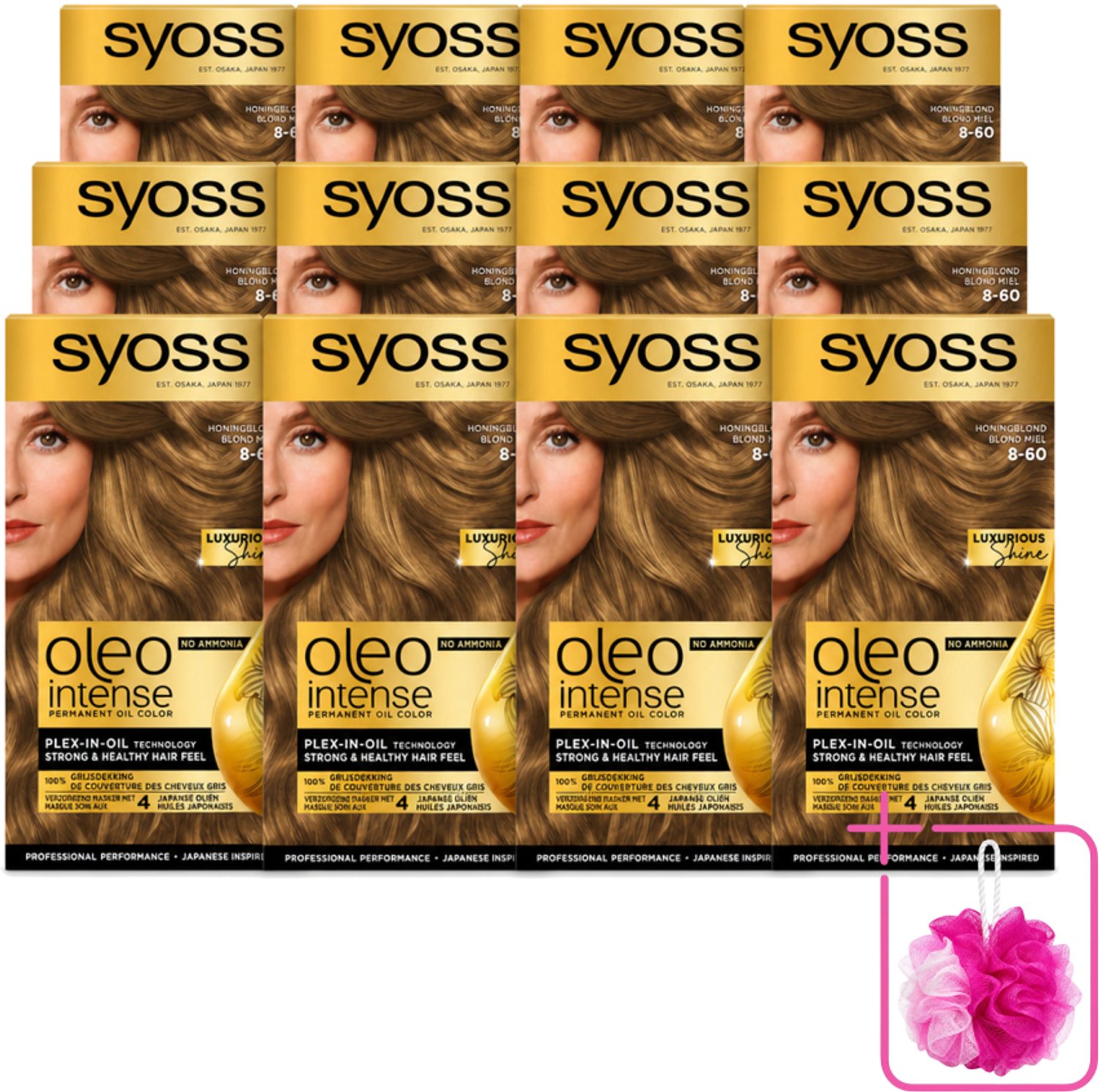 12 x SYOSS - Oleo Intense 8-60 Honing Blond - Haarverf - Zonder Ammoniak - Grijsdekking - Langdurige Kleur - Bulkverpakking - Haarkleuring - Douchemop - Haarkleur