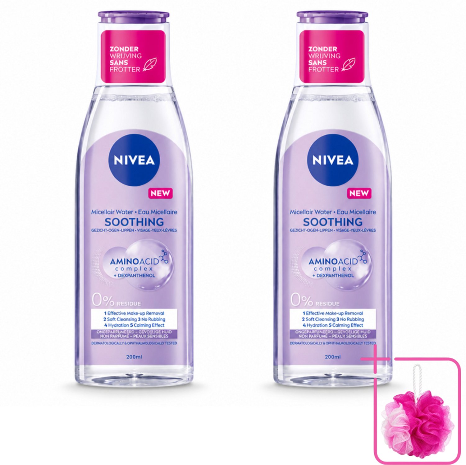 2 x NIVEA - Micellair Water - Gevoelige Huid - Anti-Restant - Verwijdert Waterbestendige Make-up - 200 ml - Bulkverpakking - Micellair water - Douchemop - Gevoelige huid