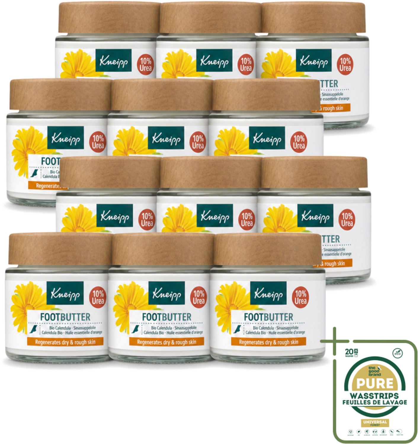12 x Kneipp - Voetbutter - Calendula - Met citrusgeur - 100 ml - Wasstrips - Voetcrème - Voetverzorging - Voeten Verzorgen - Droge Voeten - Voetbutter