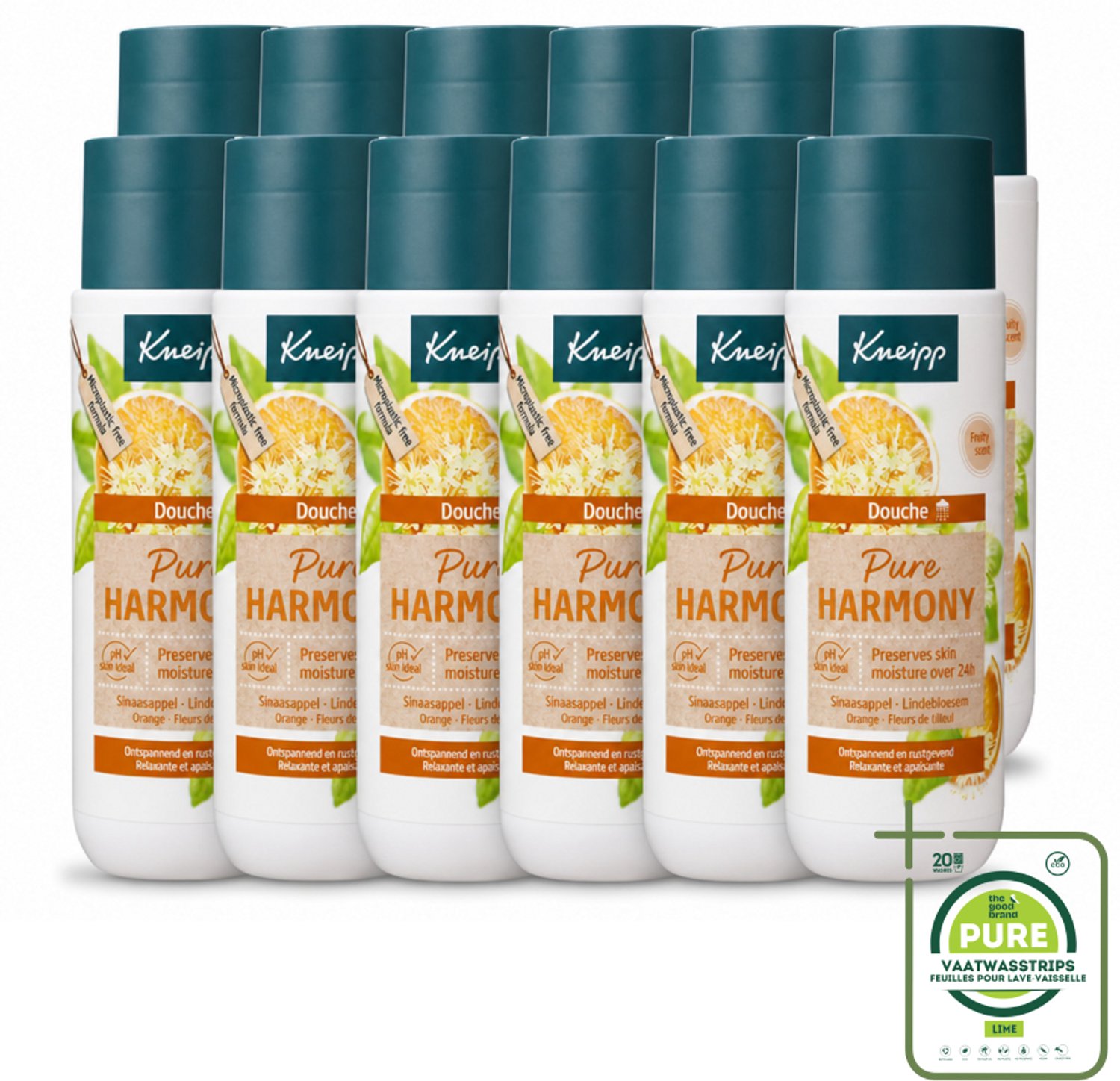 12 x Kneipp - Douchegel - Oranje lindebloesem - 200 ml - Grootverpakking - Vaatwasstrips - Douchegel - Natuurlijke Reiniging - Ontspanning - Balans - Geurbeleving