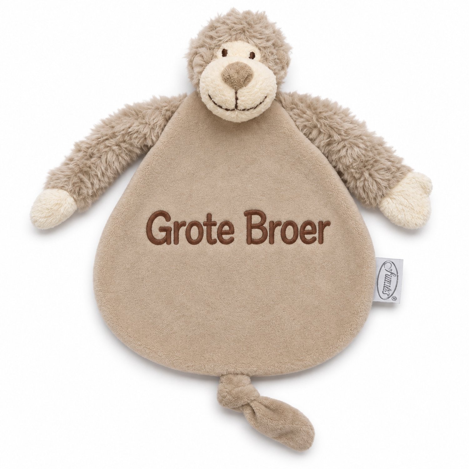 Knuffel Grote Broer – Knuffeldoekje Grote Broer – Zwangerschapsaankondiging – Aankondiging Baby – Cadeau Grote Broer – Beige Aap – Grote Broer